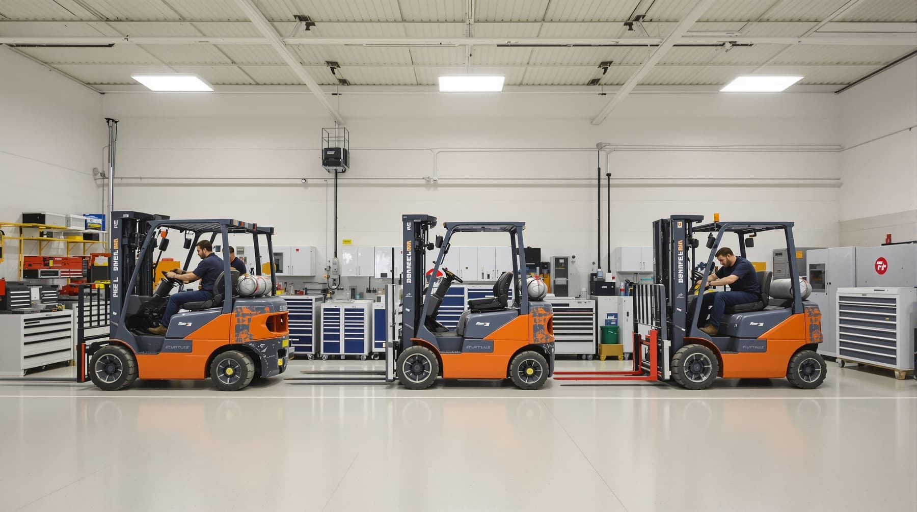 Çelik Endüstri servis atölyesinde bakımdaki forklift